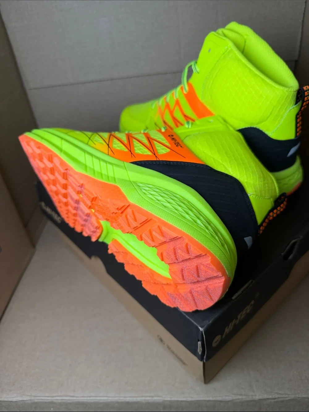 Hi-Tec Men’s Neon Green & Orange High-Top Sneakers